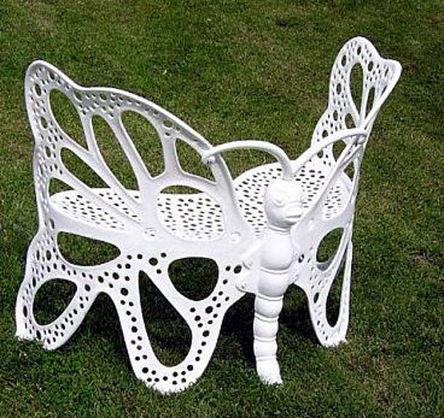 Picture of Butterfly Garden Bench by Flowerhouse - White