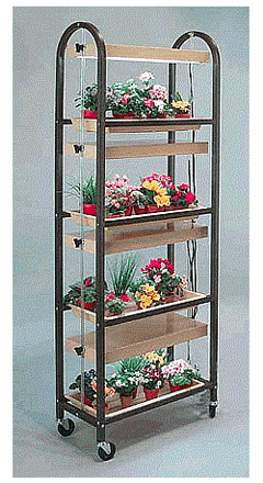 Picture of Compact Lite 4 Shelf Brown Plant Cart w/Wheels
