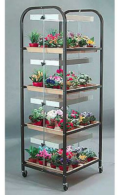 Picture of Compact Lite 4 Shelf / 8 Tray Brown Plant Cart w/Wheels