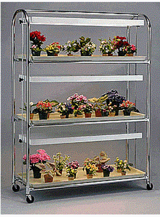 Picture of Flora Cart 3 Shelf / 3 Tray w/Wheels and 3, 2 Lamp Fixtures