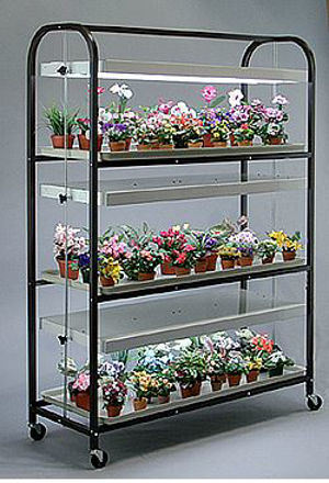 Picture of Full Size Brown Lite Cart 3 Shelf - 3 Tray with 3 - 4 lamp fixtures