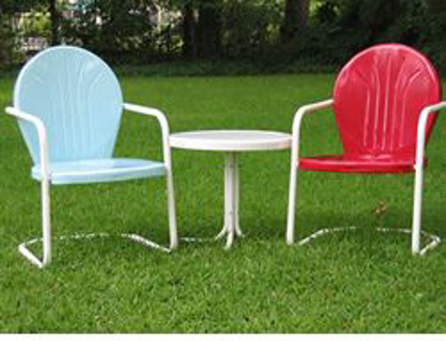 Picture of 1950 Retro Metal Chair and Side Table Set