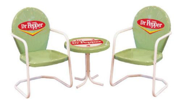 Picture of 1950 Retro Metal Dr. Pepper Lawn Chair & Table Set