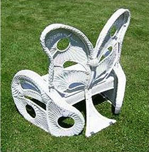 Picture of Wicker Butterfly Garden Bench by Flowerhouse - White