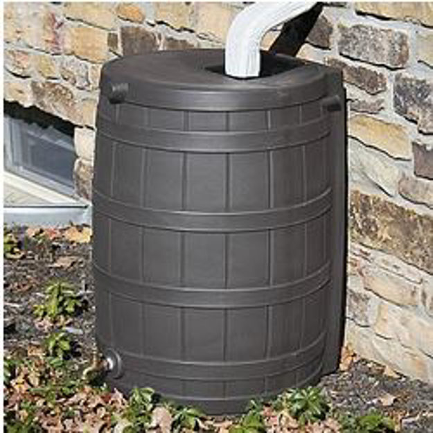 Picture of Rain Wizard 50 Flat Back Rain Barrel - Oak