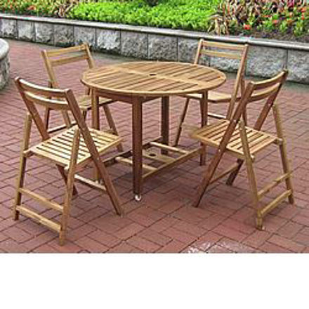 Picture of Round Folding All-Weather Wood Table Set