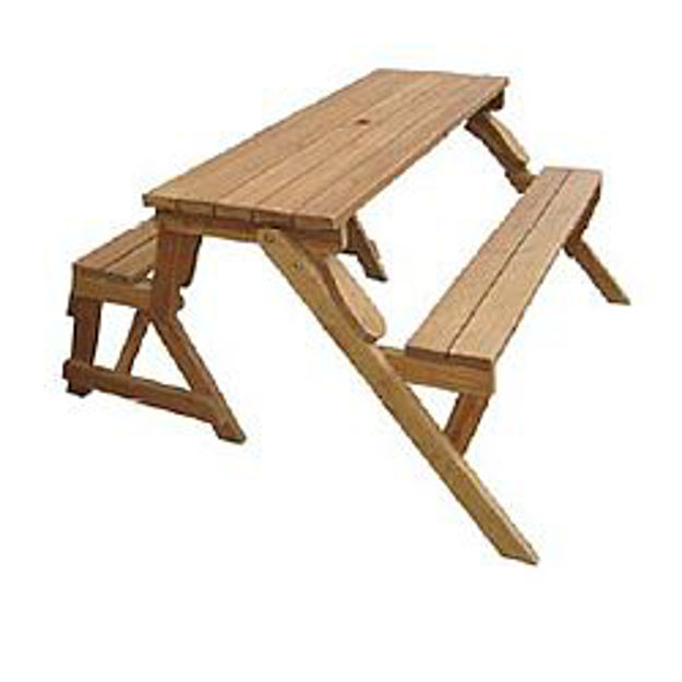 Picture of Wood Picnic Table & Garden Bench - 2 in 1