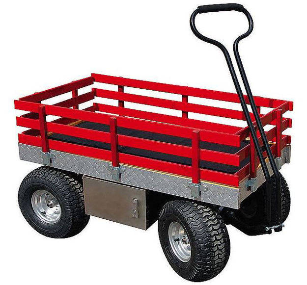 Picture of Heavy Duty Garden Wagon with Canopy - red / Diamond Plate