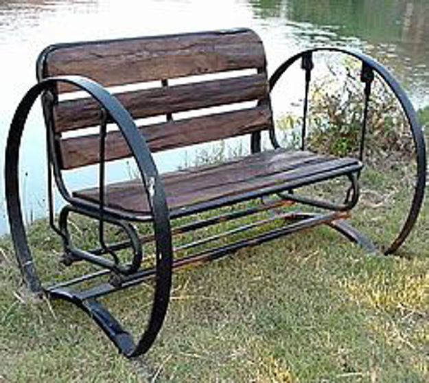 Picture of Groovystuff Iron Horse Rustic Teak Glider Bench