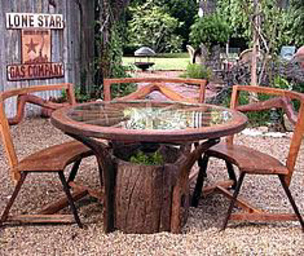 Picture of Groovystuff Jackson Rustic Wood Hole Table & 3 Circuit Bench Set