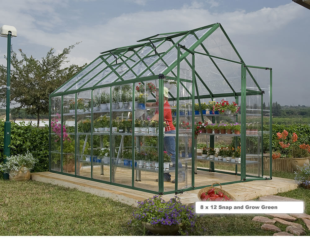 4SeasonGreenhouse. Snap & Grow Green 8 x 8 Greenhouse Kit